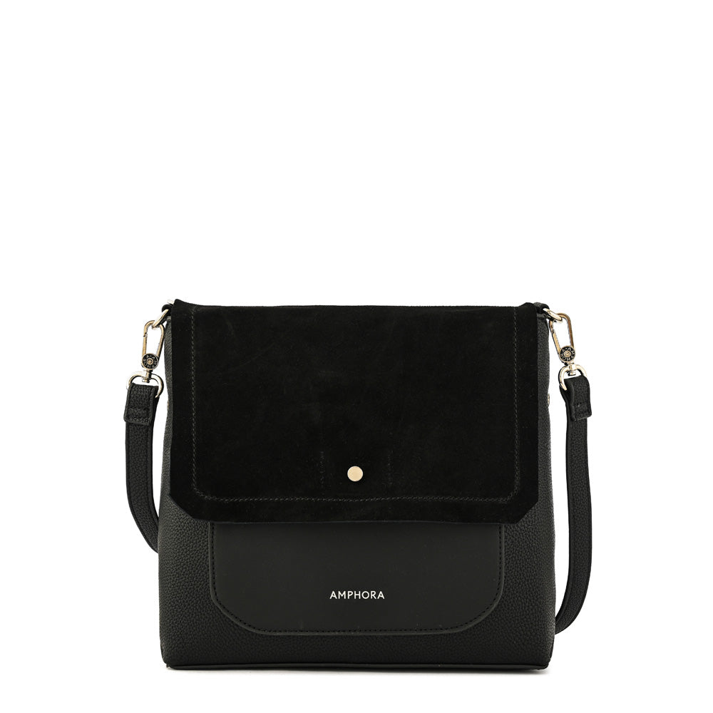 Cartera bandolera con tapa becca mediana negro