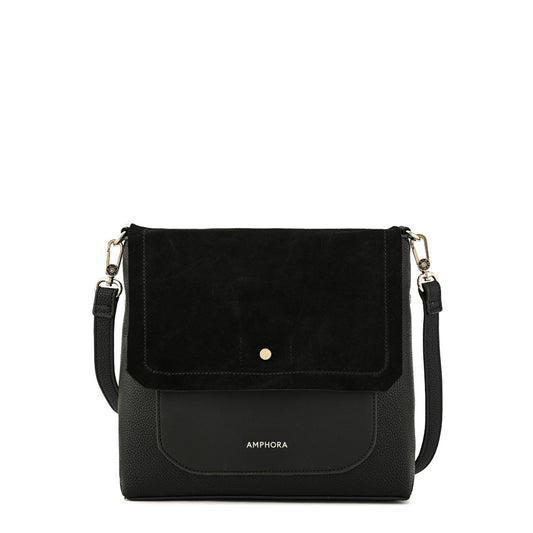 Cartera bandolera con tapa mediana becca negro