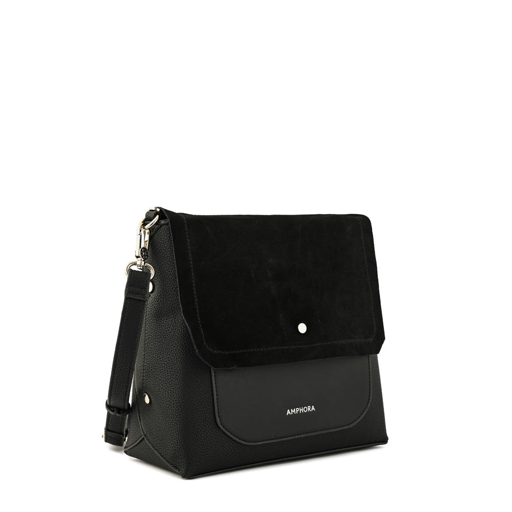 Cartera bandolera con tapa becca mediana negro
