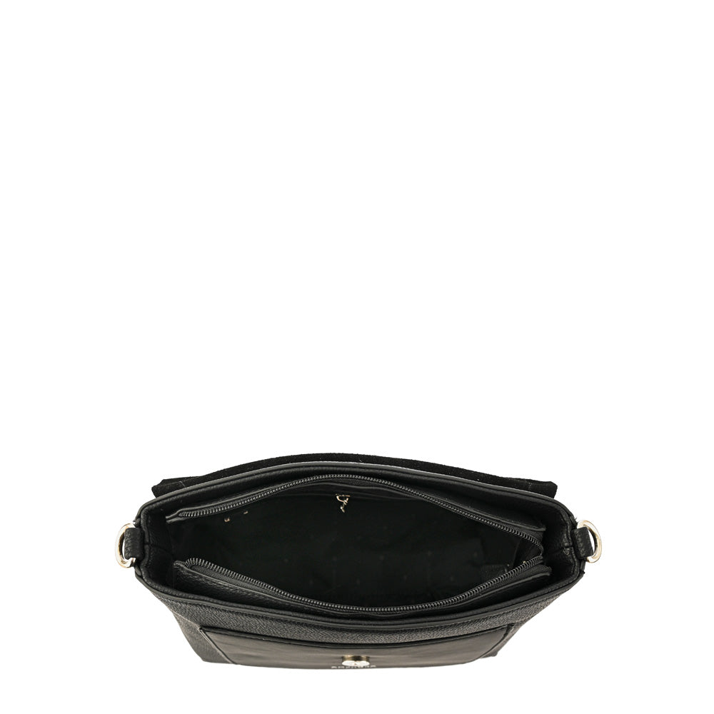 Cartera bandolera con tapa becca mediana negro