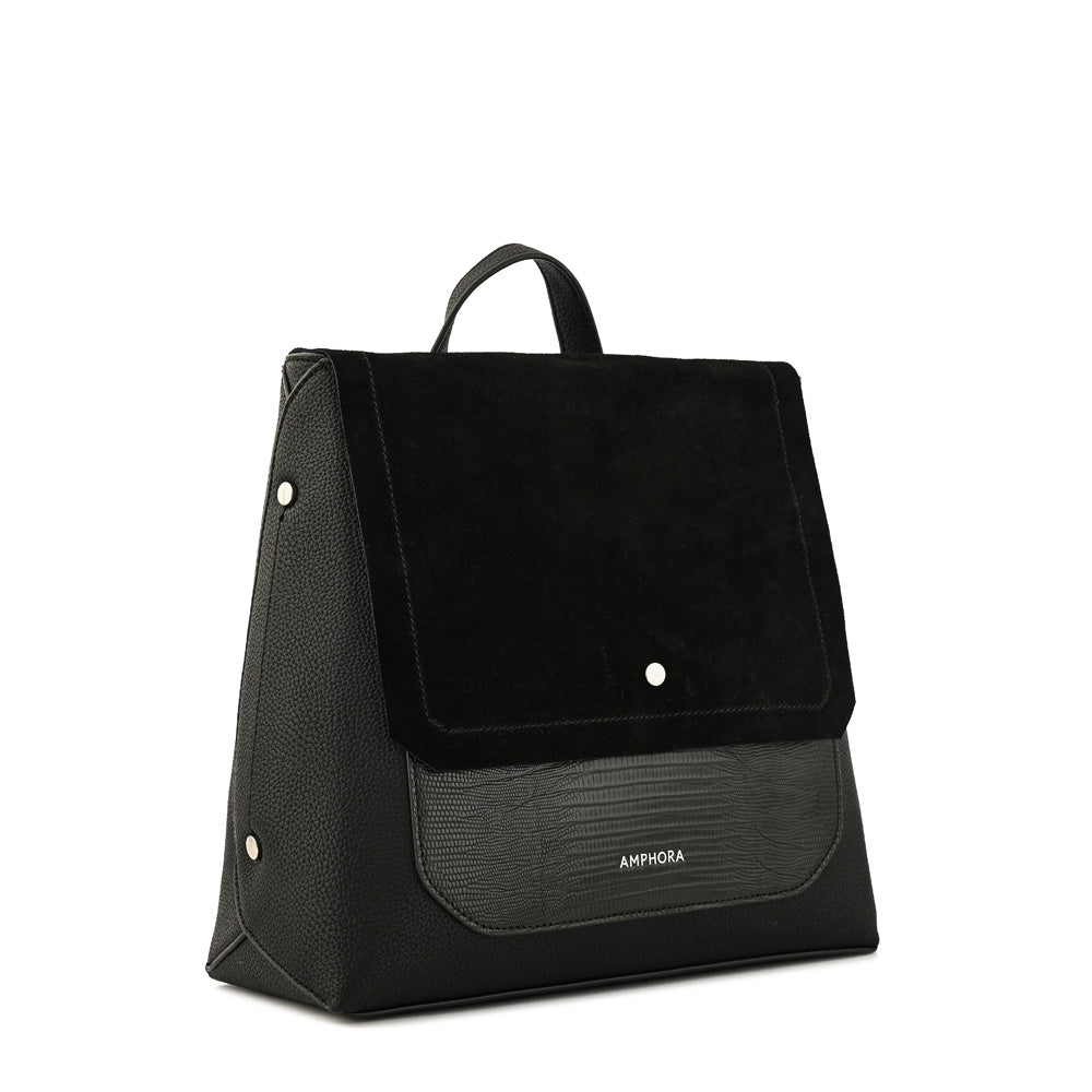 Mochila con tapa becca mediana negro especial