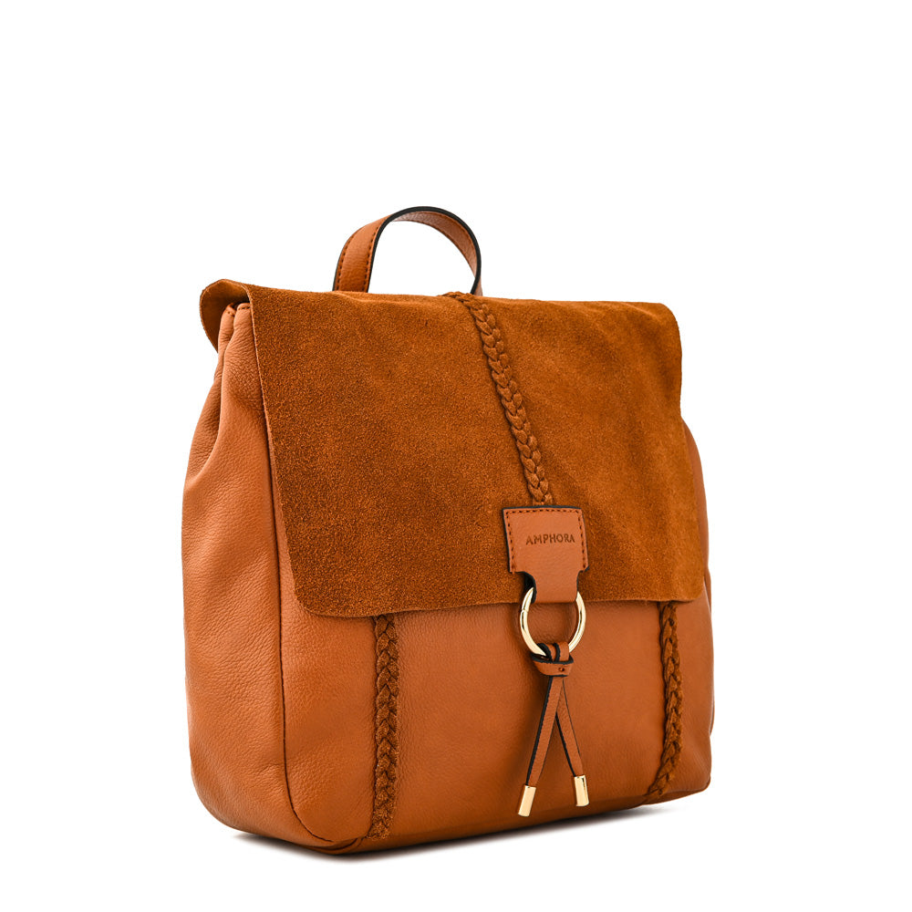 Mochila con tapa mediana daila camel