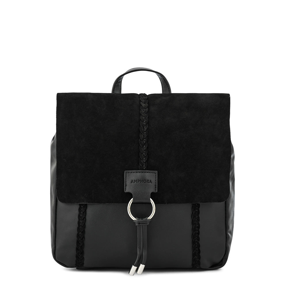 Mochila con tapa daila mediana negro especial