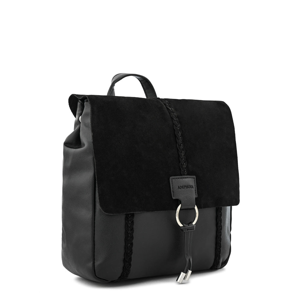 Mochila con tapa daila mediana negro especial