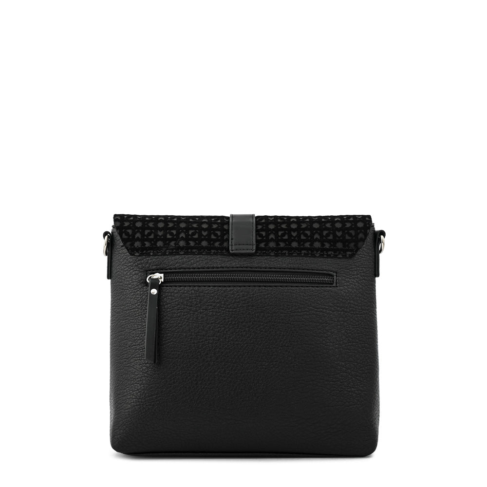 Cartera bandolera con tapa marruecos mediana negro