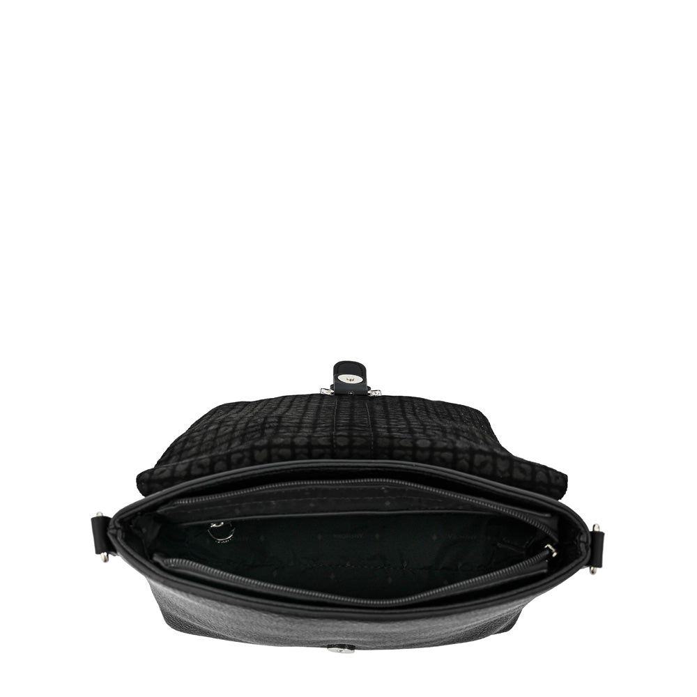 Cartera bandolera con tapa marruecos mediana negro