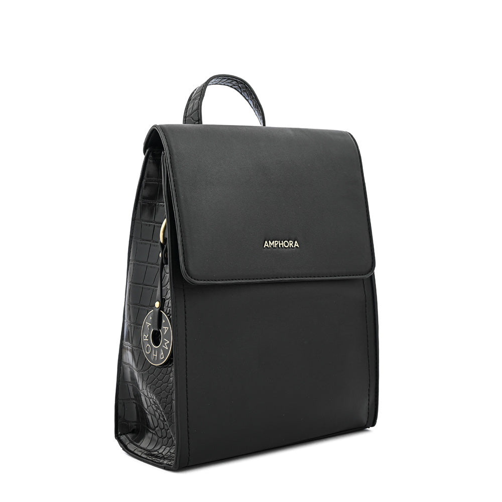 Mochila con tapa nila mediana negro