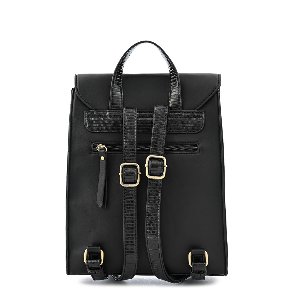 Mochila con tapa nila mediana negro especial