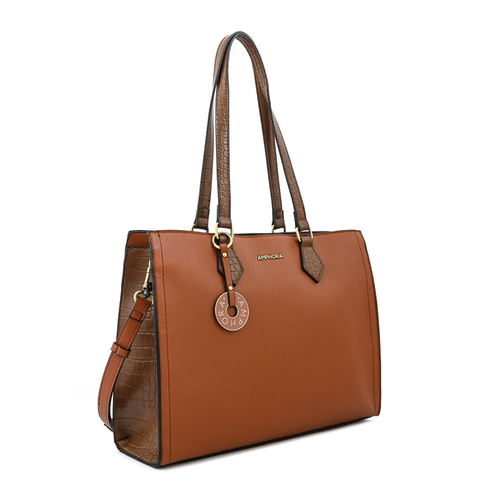 Cartera tote porta notebook nila grande café