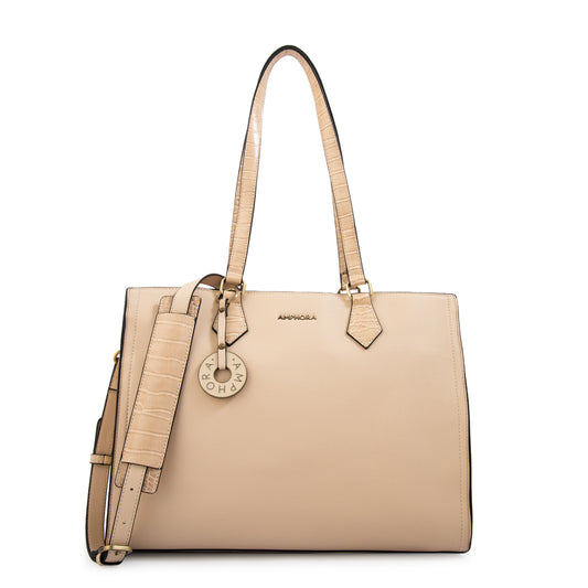 Cartera tote porta notebook nila grande blanco crudo