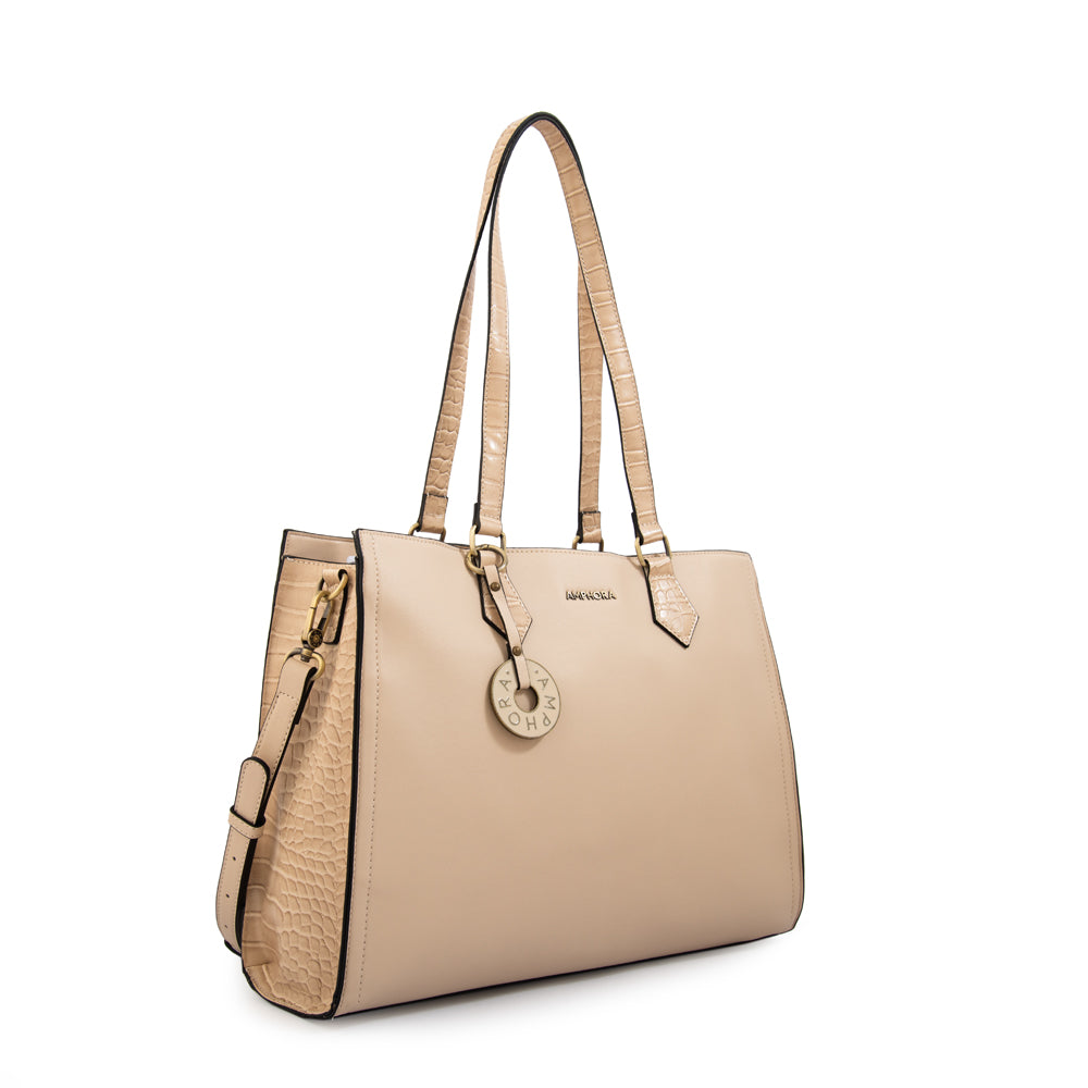 Cartera tote porta notebook nila grande blanco crudo