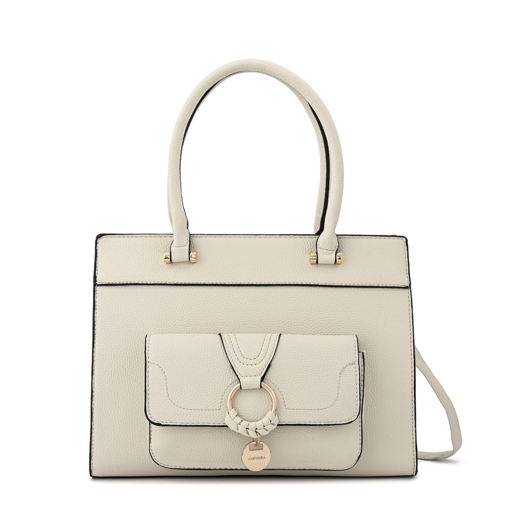 Cartera tote marla grande blanco crudo