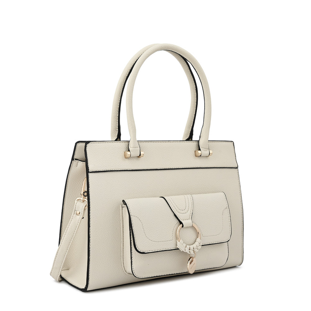 Cartera tote marla grande blanco crudo