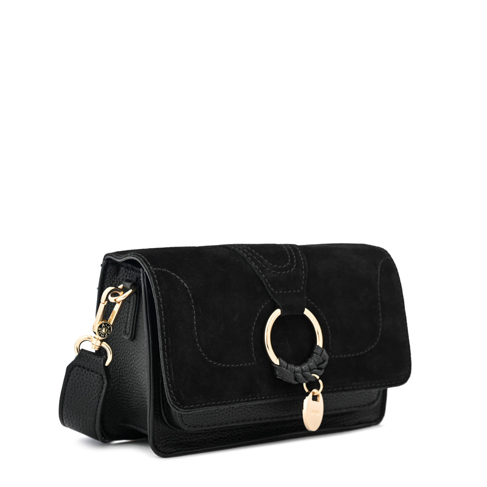Cartera bandolera con tapa marla pequeña negro especial