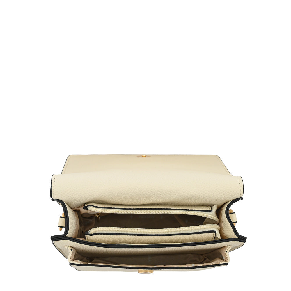 Cartera bandolera con tapa marla pequeña blanco crudo