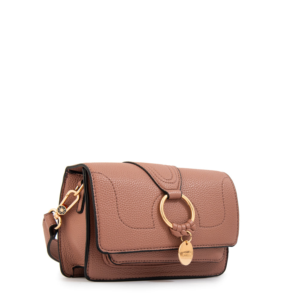 Cartera bandolera con tapa marla pequeña rosa viejo