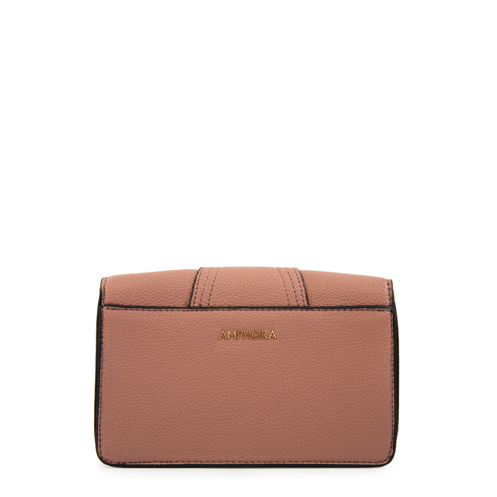 Cartera bandolera con tapa marla pequeña rosa viejo