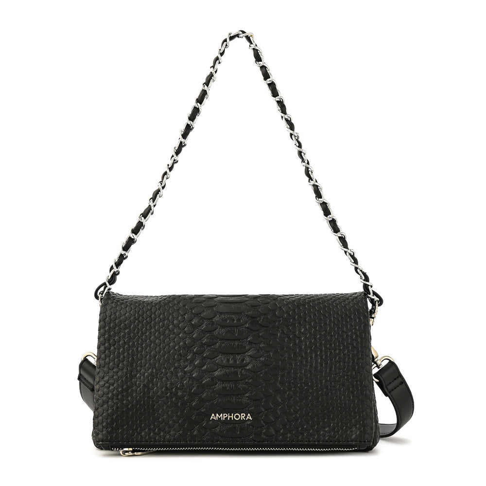 Cartera bandolera con tapa alvar mediana negro