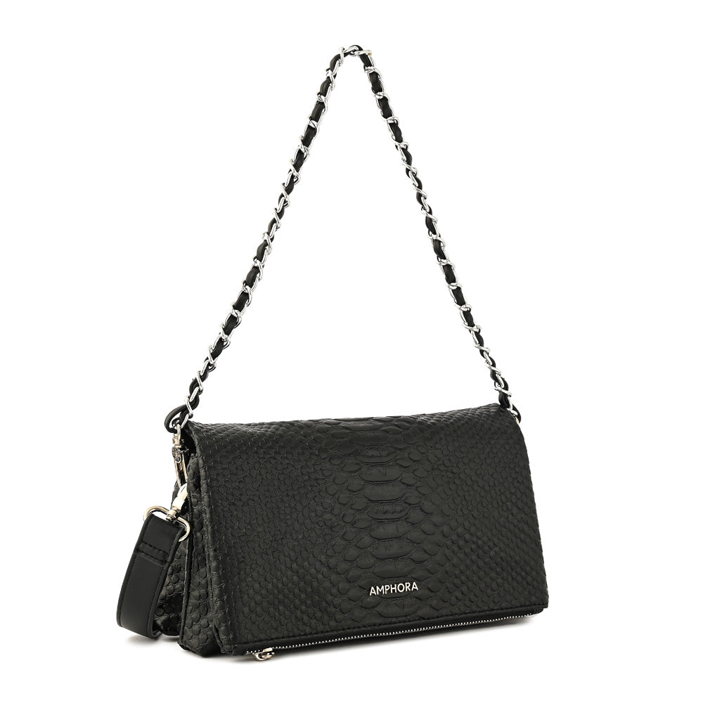 Cartera bandolera con tapa alvar mediana negro