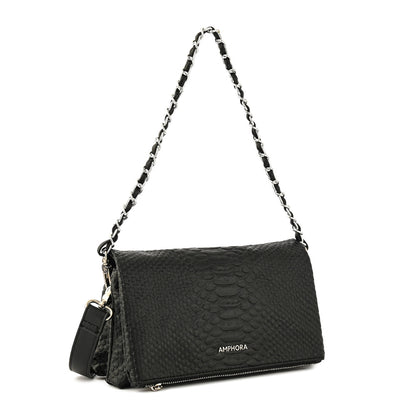 Cartera bandolera con tapa mediana alvar negro