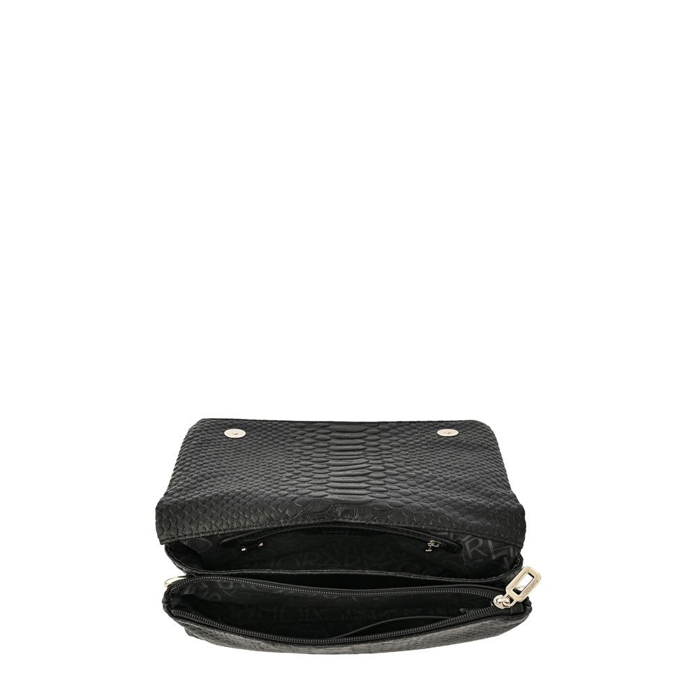 Cartera bandolera con tapa alvar mediana negro