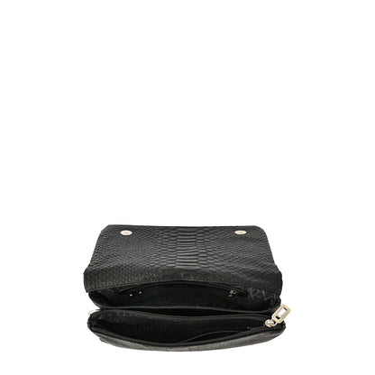 Cartera bandolera con tapa mediana alvar negro