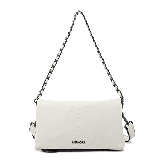 Cartera bandolera con tapa mediana alvar blanco