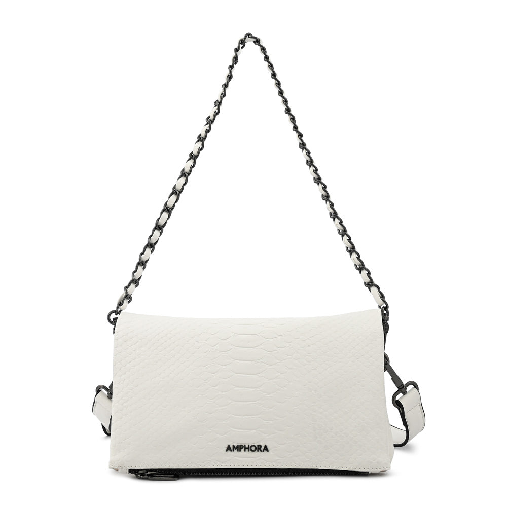 Cartera bandolera con tapa alvar mediana blanco