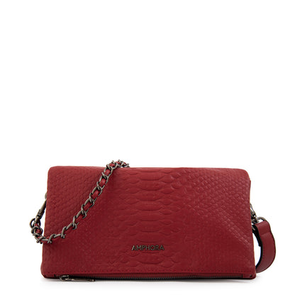 Cartera Bandolera con tapa alvar mediana rojo oscuro