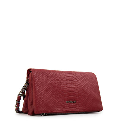Cartera Bandolera con tapa alvar mediana rojo oscuro