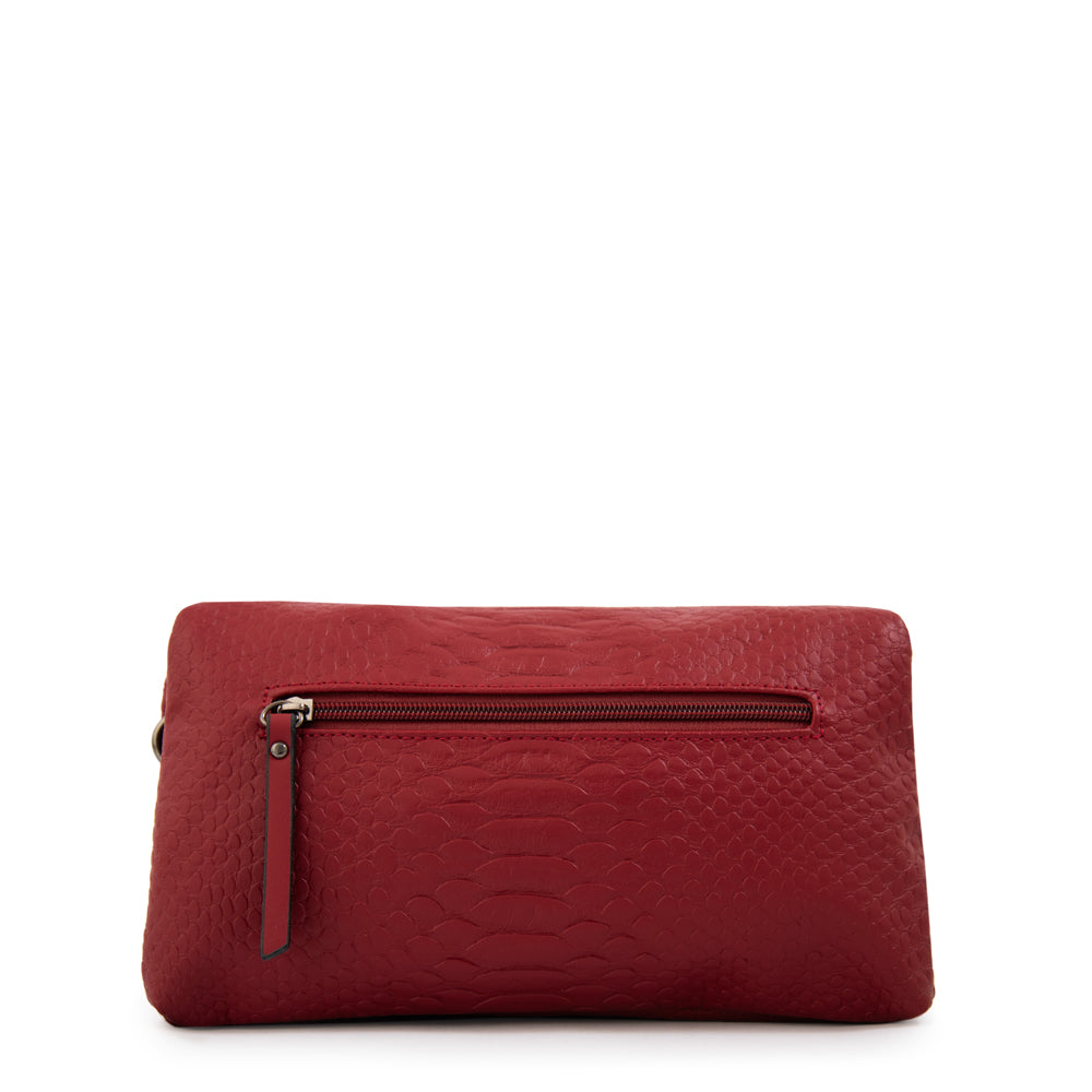 Cartera bandolera con tapa alvar mediana rojo oscuro
