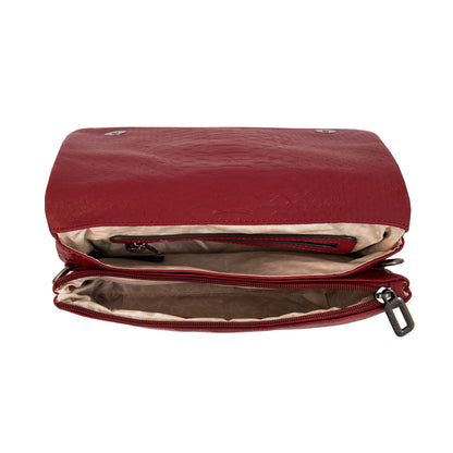 Cartera Bandolera con tapa alvar mediana rojo oscuro