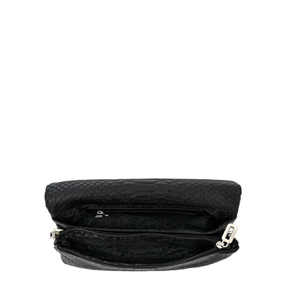 Cartera bandolera con tapa mediana alvar negro texturizado