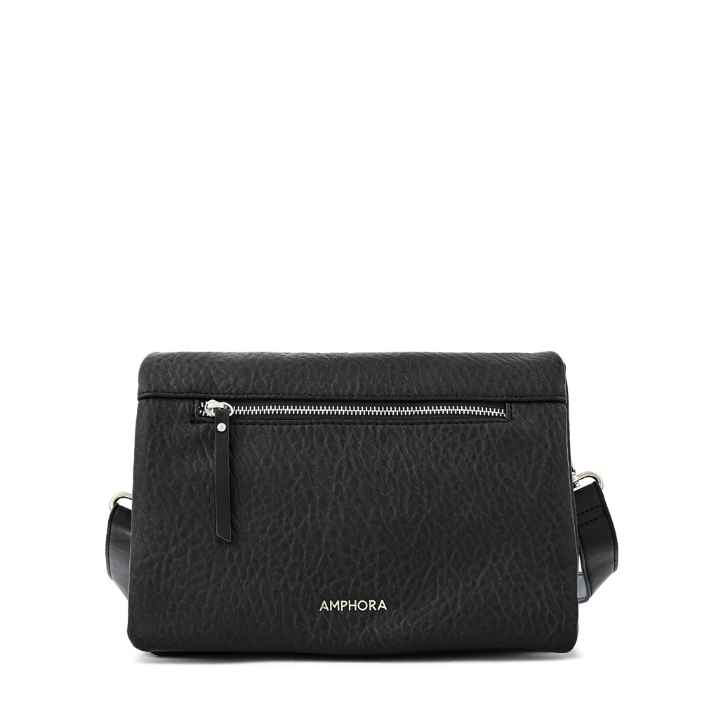 Cartera bandolera con tapa mediana valita negro