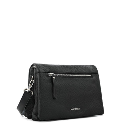 Cartera bandolera con tapa mediana valita negro