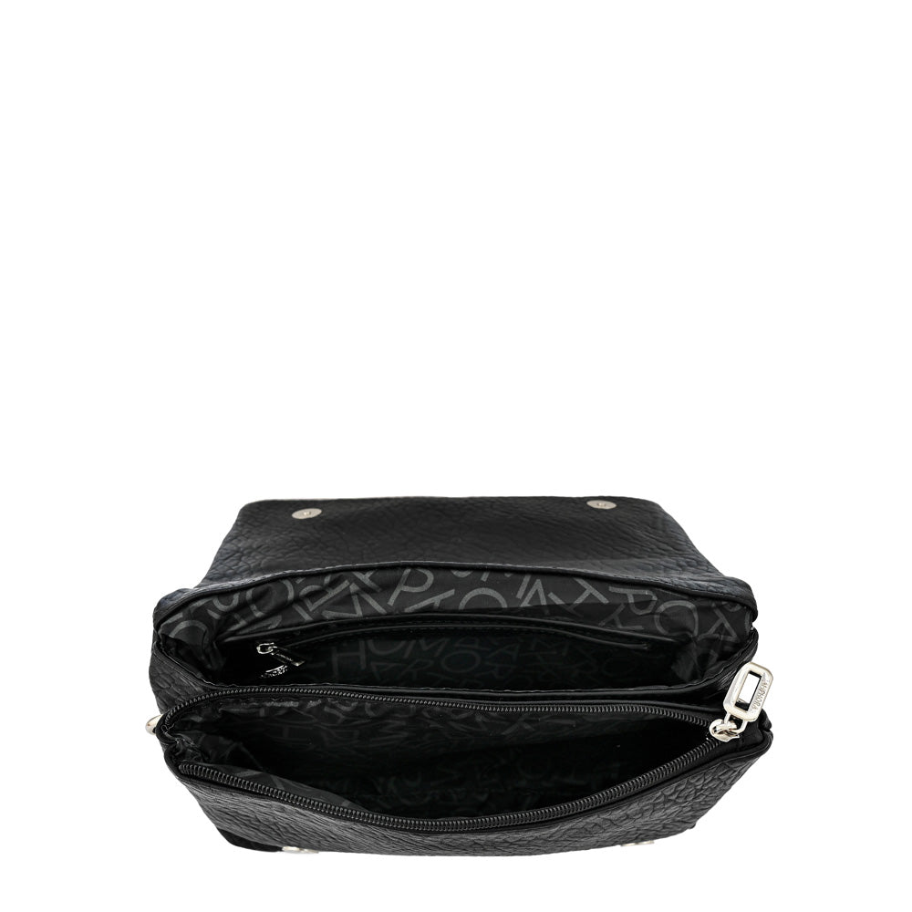 Cartera bandolera con tapa mediana valita negro