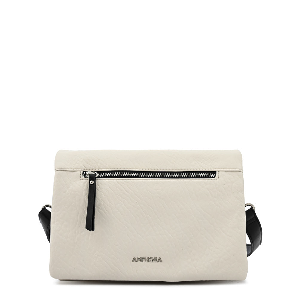 Cartera bandolera con tapa valita mediana blanco crudo