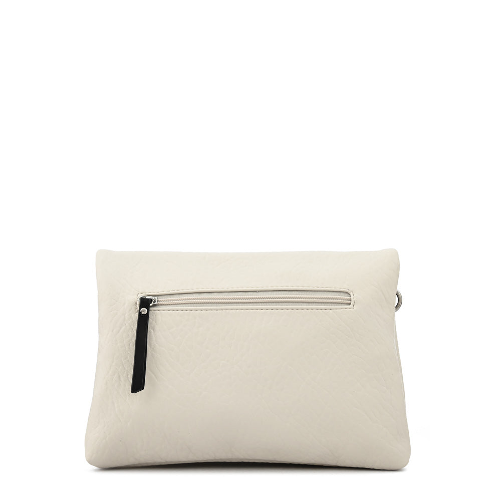 Cartera bandolera con tapa valita mediana blanco crudo