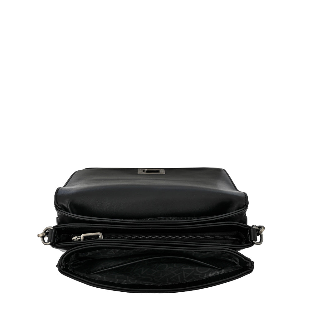 Cartera bandolera con tapa anto mediana negro