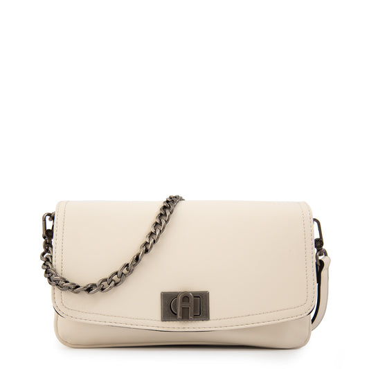 Cartera Bandolera con tapa anto mediana blanco crudo