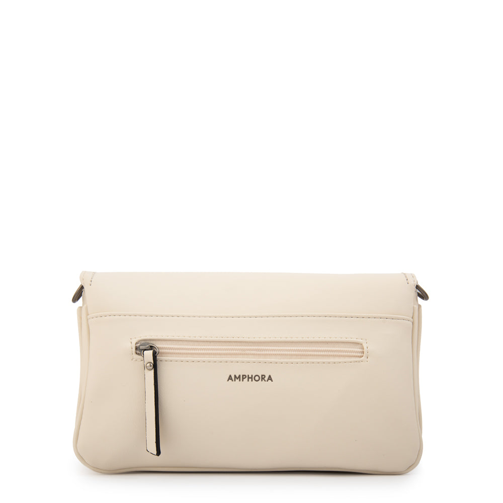 Cartera bandolera con tapa anto mediana blanco crudo