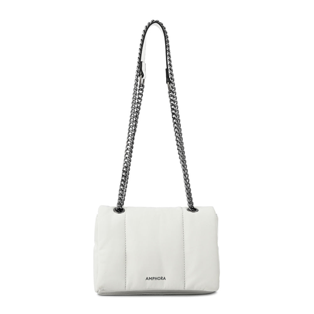 Cartera bandolera con tapa elian mediana blanco
