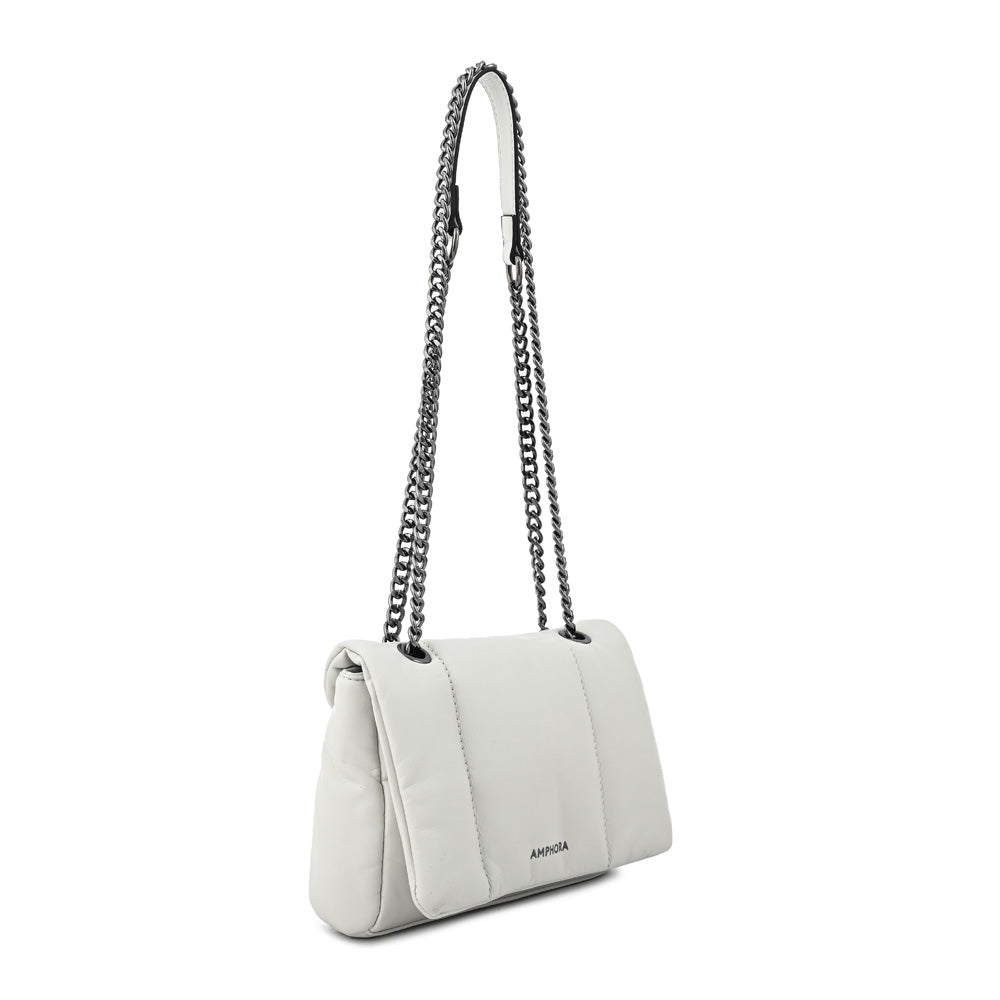 Cartera bandolera con tapa elian mediana blanco