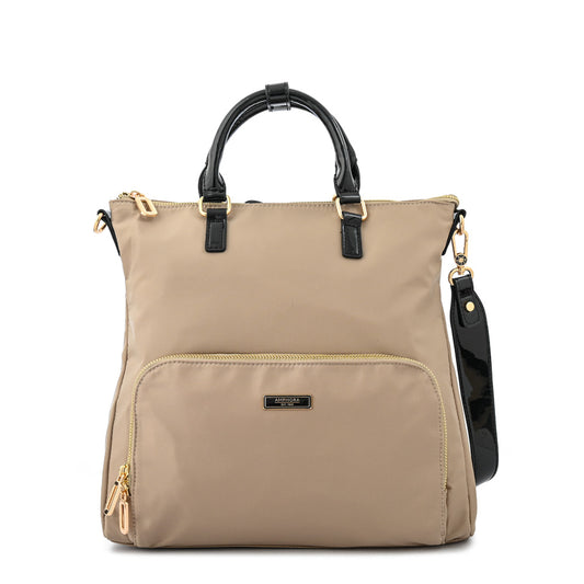 Mochila con compartimientos mediana lauri beige