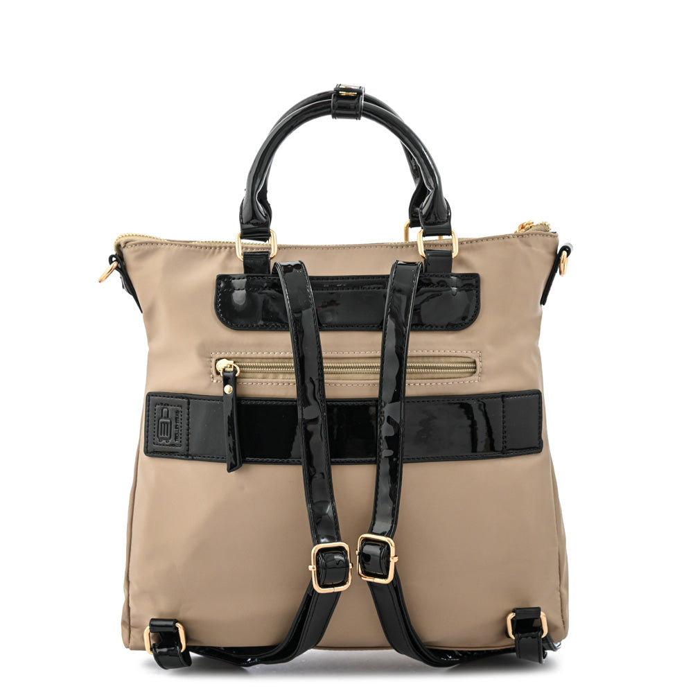 Mochila con compartimientos mediana lauri beige