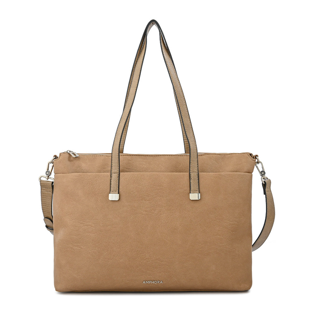 Cartera tote porta notebook lilian grande taupe