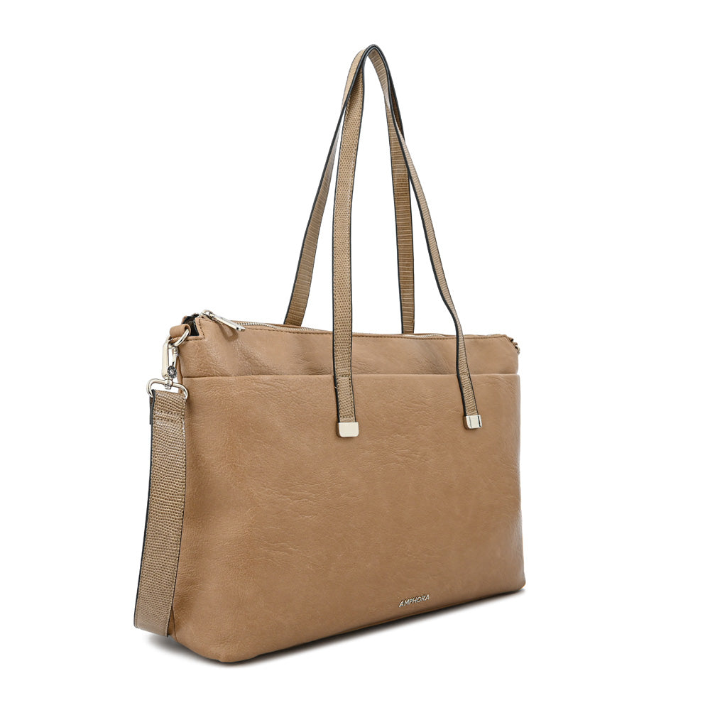 Cartera tote porta notebook lilian grande taupe