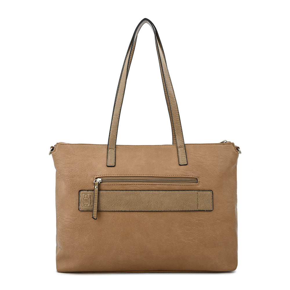 Cartera tote porta notebook lilian grande taupe