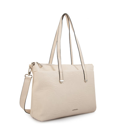 Cartera tote porta notebook lilian grande blanco crudo