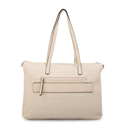 Cartera tote porta notebook lilian grande blanco crudo